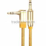 Wholesale Weave 3.5mm Three Core Male To Male Car AUX Bend Audio Cable, L Type Car Use Aux-in Cable thumbnail-2