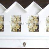 White Color Wooden Wall Shelf With Hooks thumbnail-1
