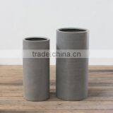 Grey Cylinder Fiberstone Pots, Round Polystone Planter thumbnail-1