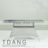 Pasadena Outdoor Grey Wicker Dining Table With Wooden Top thumbnail-1