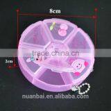 6 Compartments Round Mini Cartoon Pill Box Organizer Medicine Holder Storage thumbnail-2