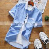 Latest Shirt Designs for Men 2016 Short Sleeve Button Front Skinny Mens Business Dress Shirts thumbnail-3