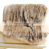 CX-D-72A Custom Wholesale Soft Knitted Genuine Rabbit Fur Throw Blanket thumbnail-2