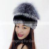 CX-C-244E Rex Rabbit Fur Knitted Cap And Hat Black Frost thumbnail-5