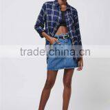 2016 Brand Design Women Denim Mini Skirts A Line Above Knee Blue Cheerleader Skirts thumbnail-2