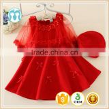 New arrival fashion children girl red dress/hat with high quality and cheap price fall/winter wear little girls dress wholesale