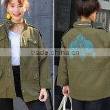Zm35732a Latest Design Coat Wholesale Women Denim Bomber Jacket thumbnail-4