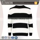 Open Weave Ribbed Cuffs and Hem Slim Fit Two Tone Striped Pattern Sweater thumbnail-3