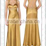 Factory Design Silk and Satin Evening Long Dress, Elegant Sleeveless Lace up Design Wedding Dress thumbnail-2