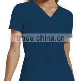 Navy Short Sleeve V-Neck Medical Scrub Shirt thumbnail-1