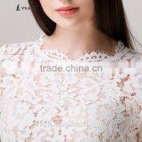 Latest Summer Loose Casual White Fashion Crochet Lace Blouse for Middle Aged Women thumbnail-4