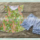 Factory Price Wholesale Sales the Girl's Fashion Cartoon Giraffe Pattern Boutique Set Popular Hot Sale Summer Outfit thumbnail-1