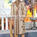 Pure Gold Raw Silk Designer Sherwanis thumbnail-1