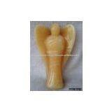 Gmstone Carved Angel/yellow Jade Angel/yellow Jade Angel Carving/Semi-precious Stone Yellow Jade Angel thumbnail-1