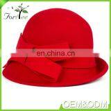 Promotion Fashion Korea Style Khaki Bowknot Felt Winter Women Fascinator Wide Brim Hat thumbnail-2