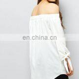 Ladies Floral Embroidered White Shoulderless Long Summer Tops (TP1761702) thumbnail-4