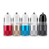 Free shipping 2 in 1 USB car charger intelligent charging for Mobile Phone 5V 1A, 5V 2.1A