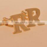 Wholesale Fashion Metal Custom Initial Letter Alphabet Cufflinks, Gold R Cufflink