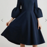 Midi Dress A-line Daytime Bell Sleeve Vintage Dress thumbnail-1