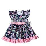 YIFAN flutter sleeve party wear baby/kids boutique dress summer