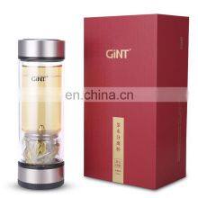 Gift Double Wall Borosilicate Glass Drinking Cup Water Bottle With 304 Stainless Steel Tea Filter