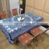 Indian Cotton Table Cloth Blue-White Floral Mandala Printed Dinning Table Cloth Vintage Wall Hanging Throw Bed Sheet Cover TC54 thumbnail-1