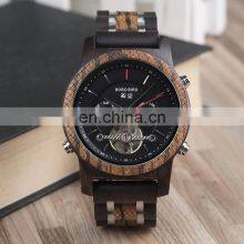 Own Design Custom Logo Luxury Wood Metal Strap Chronograph & Date Display Quartz Watch Timepieces for Women thumbnail-2