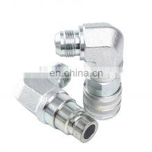 Customized ISO16028 with 90 degree elbow flat face JIC male threaded hydraulic quick release coupling 1/2 inch