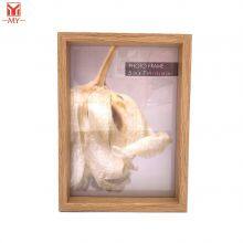 Wood Grain Finish Double Sided Glass Photo Square Picture Frame thumbnail-2