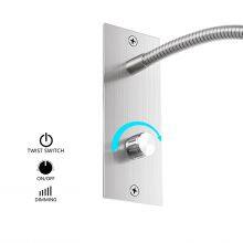 Meanyee Wall Reading Lamp Headboard Bedside Light With Twist Switch/Dimmable/Adjustable Arm/Embedded/Brushed Nickel/3000K LED/MY-WN065 thumbnail-3