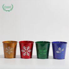 Christmas Flower Pot Planter Metal Bucket Factory for Wholesale Xmas Plant Pot thumbnail-3