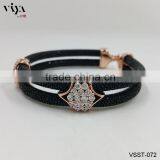 Vivid Orange Stingray Leather Bracelet Exotic Leather Men Jewelry Double Sting Ray Leather Bracelet thumbnail-5