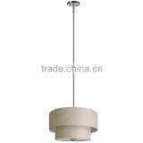 3 light chandelier(Lustre/La arana) in satin steel finish with weave basket fabric shade