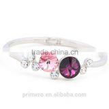 Fashion Silver Plated With Crystal Round Charms Bracelets Bangles Wedding Jewelry thumbnail-2