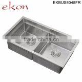 Wholesale Prices Handmade Stainless Steel Double Bowl Under Mount Kitchen Sinks thumbnail-3