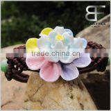 New style Ethnic Women's Hand-woven Multicolor Ceramic Friendship Flower Shaped Bracelet