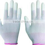 13 Guage 100% White Nylon Seamless Knitted pu Coated Palm Gloves thumbnail-1
