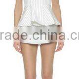 Women Strapless Bright Stripped Pleated Deign Short Jumpsuit With Plastic Bones Inside Visible Back thumbnail-1