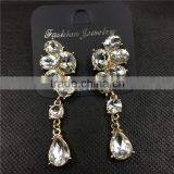 Fashion Crystal Leaf Long Stud Earrings Luxury Brand Vintage Earrings For Women thumbnail-6