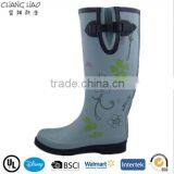 (CH.W048)Paint Flower Print Ladies High Heels Woman Fashion Rubber Shoe Rain Boots