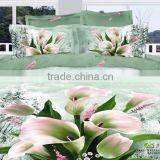100% Cotton Lily Flower Print Bed Linen 3d Queen Size Duvet Cover Set