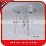 Stylish Round Tempered Glass Stainless Steel Tea Table thumbnail-1