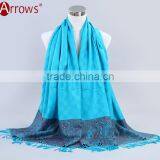 100% Cotton Jacquard Fancy Quality Women Ethnic Shawl Scarf Muslim Preyer Hijab Dress Wraps thumbnail-2