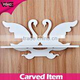 Singer Tier Wooden Wall Shelf Bathroom,Fashion Waterproof White Swan Carved Rack
