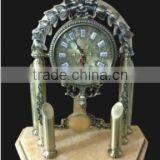 Magnificent Bright Gold Gilt Brass Mantel Clock, Black Marble Base Mantel Clock thumbnail-4
