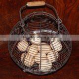 Oval Metal Wire Storage Basket With Wooden Handle thumbnail-4