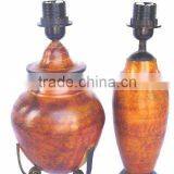 Metal Brass Lamp Base in Traditional Indian Vessel Style With Patina Finish thumbnail-1