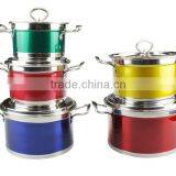 Colorful Stainless Steel Induction Bottom Soup Pot Cooking Pot Set thumbnail-5