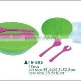 Unique Plastic Salad Bowl With 1 Spoon and 1 Fork thumbnail-1