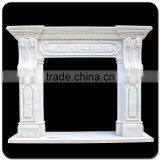 Home Decoration Hand Carving White Flower Marble Fireplace Mantel thumbnail-3